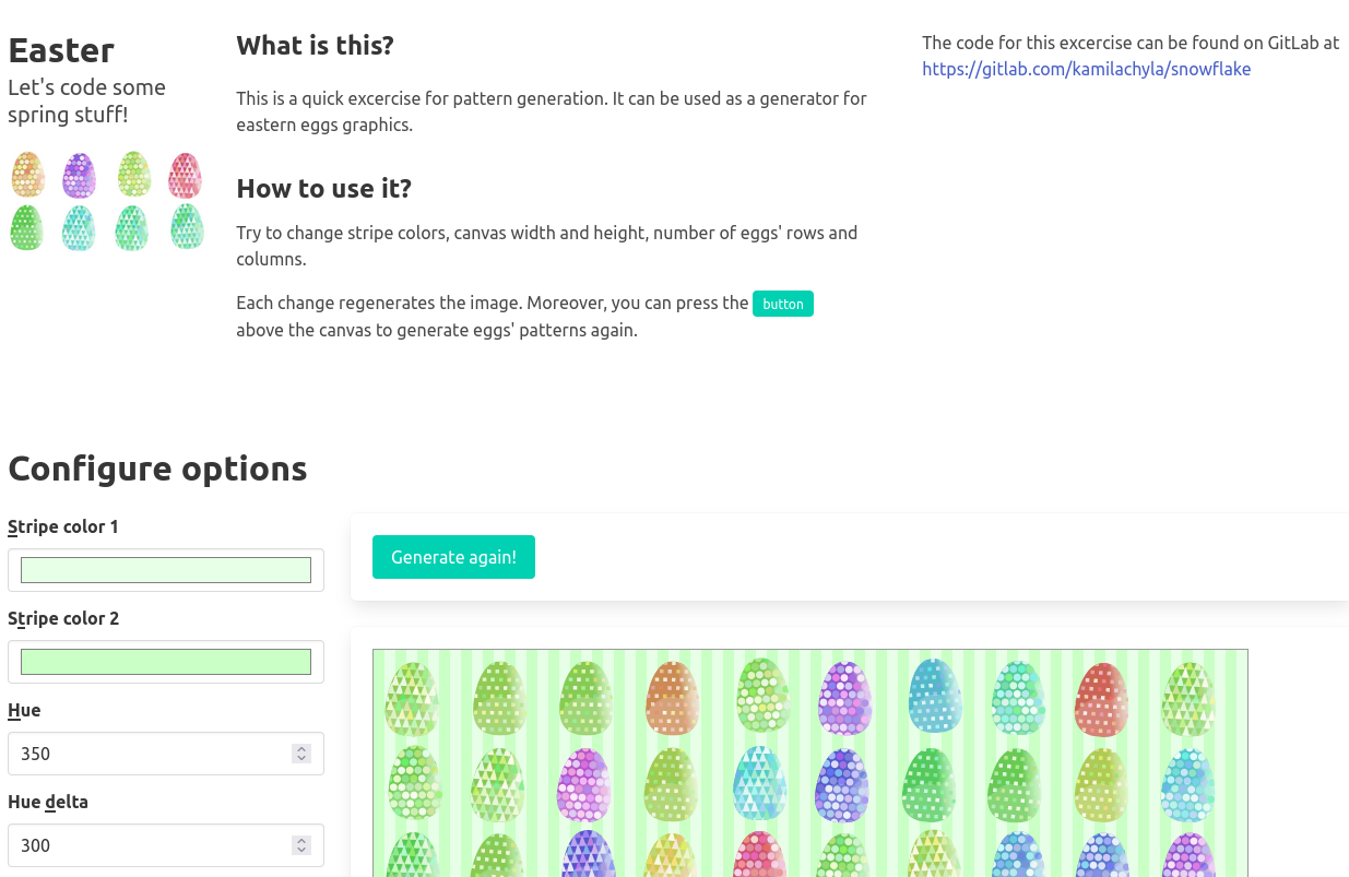 Screenshot of easter egg generator gui