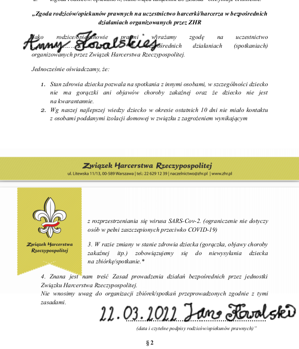 Fragment wygenerowanego dokumentu