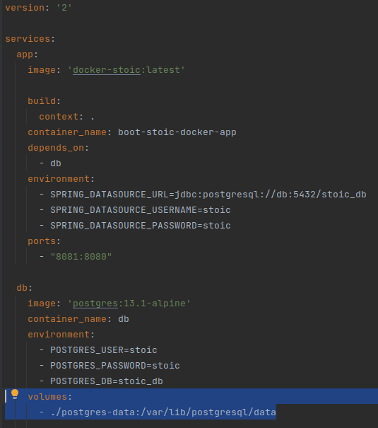 Added volumes key in docker-compose /posts/docker-volumes/compose-volume.png