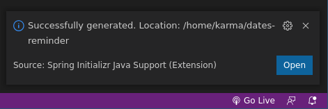 Powiadomienie o utworzeniu projektu Spring Boot /posts/java-vscode/spring_boot_created.png